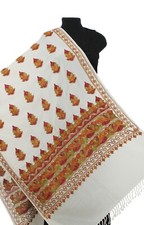Kashmir Embroidered Flowers ,100 Pure Wool 28"X80" Traditional Ari Embroidery