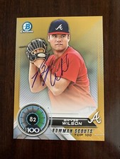 BRYSE WILSON AUTO SIGNED 2018 BOWMAN SCOUTS TOP 100 GOLD 5x7 #/10 IN PERSON