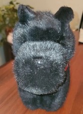 Dakin MacGregor Plush Scottie Dog Black Red Tartan Plaid Bow 12"x9" Rare Stuffed