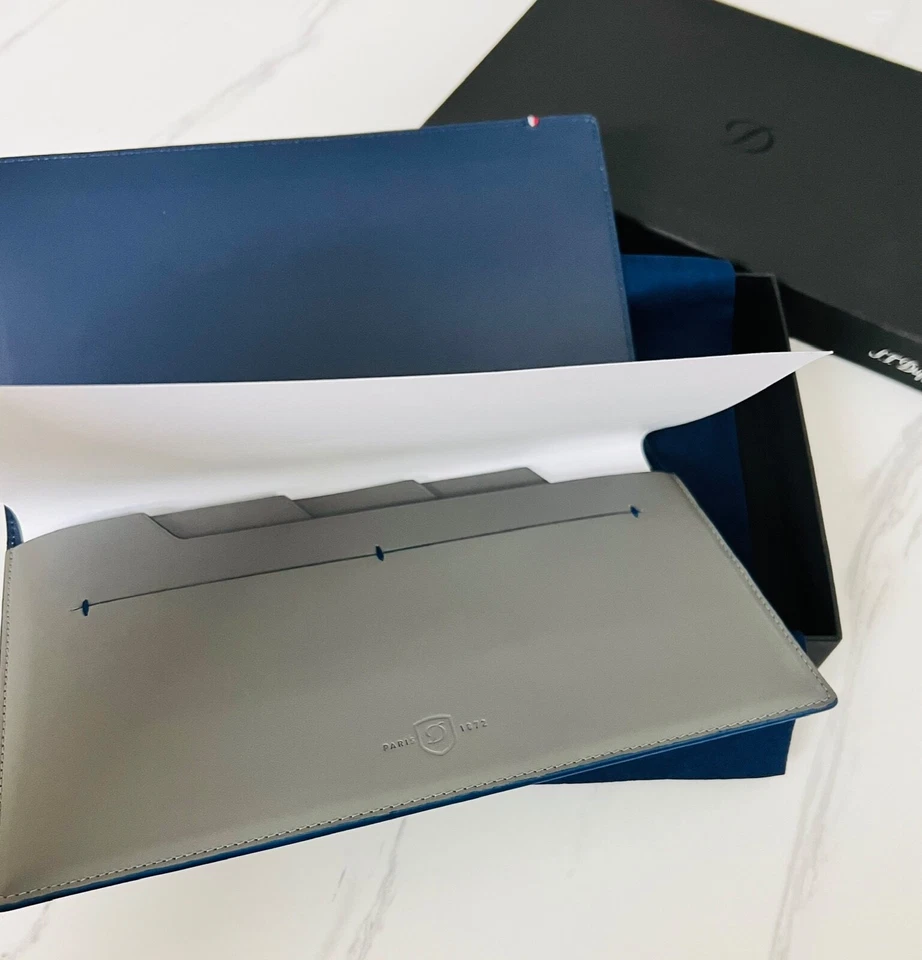 S.T. Billetera Dupont D-Line organizadora plana delgada gris/azul nueva Foto 4 de 4