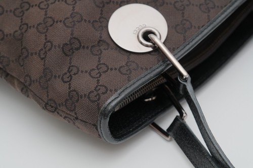 Gucci Tote Hand Shoulder Bag GG Canvas Leather Black Authentic - Picture 8 of 24