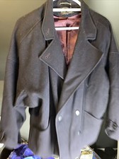 Ultra Rare Vtg Portfolio Wool Trench Coat Women's Sz England Size 10 Navy
