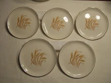 Homer Laughlin Golden Wheat 22K Gold Trim 7 1/4" Salad Plates - Set of 5