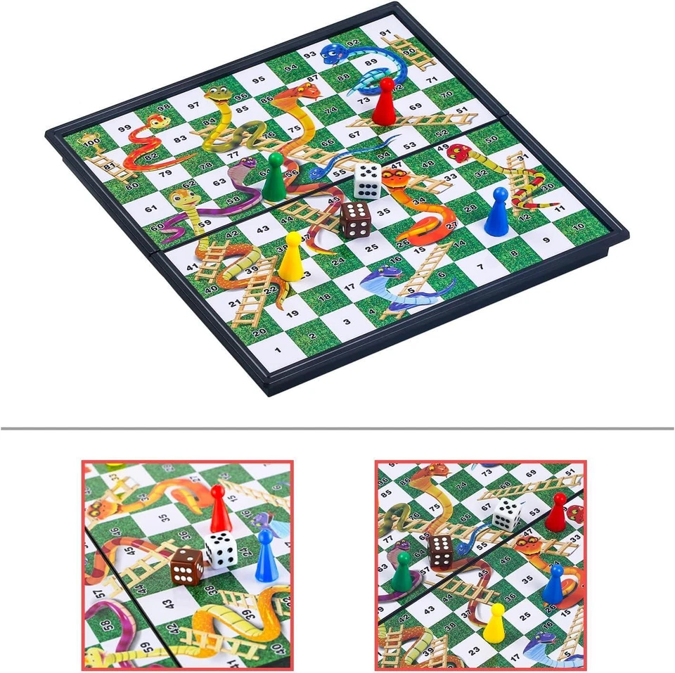 Snakes and Ladders Magnetic Folding Board Game Set Family Fun Game Toys for Gift - Image 3 of 4