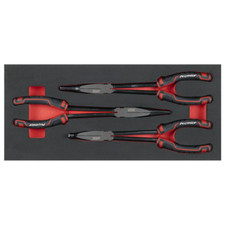Sealey Tools Long Needle Nose Pliers 3 Piece Set Straight Bent In EVA Tray FD25