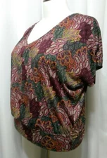 PURE ENERGY Women's Plus Size Paisley Floral Top Shirt Blouse Size 1X 1116