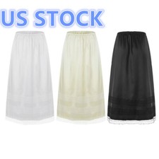 Women's Half Slips Underskirt Dress Lace Knee Length Midi Skirt Under Dresses