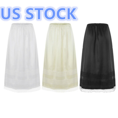 Women's Half Slips Underskirt Dress Lace Knee Length Midi Skirt Under  Dresses | eBay