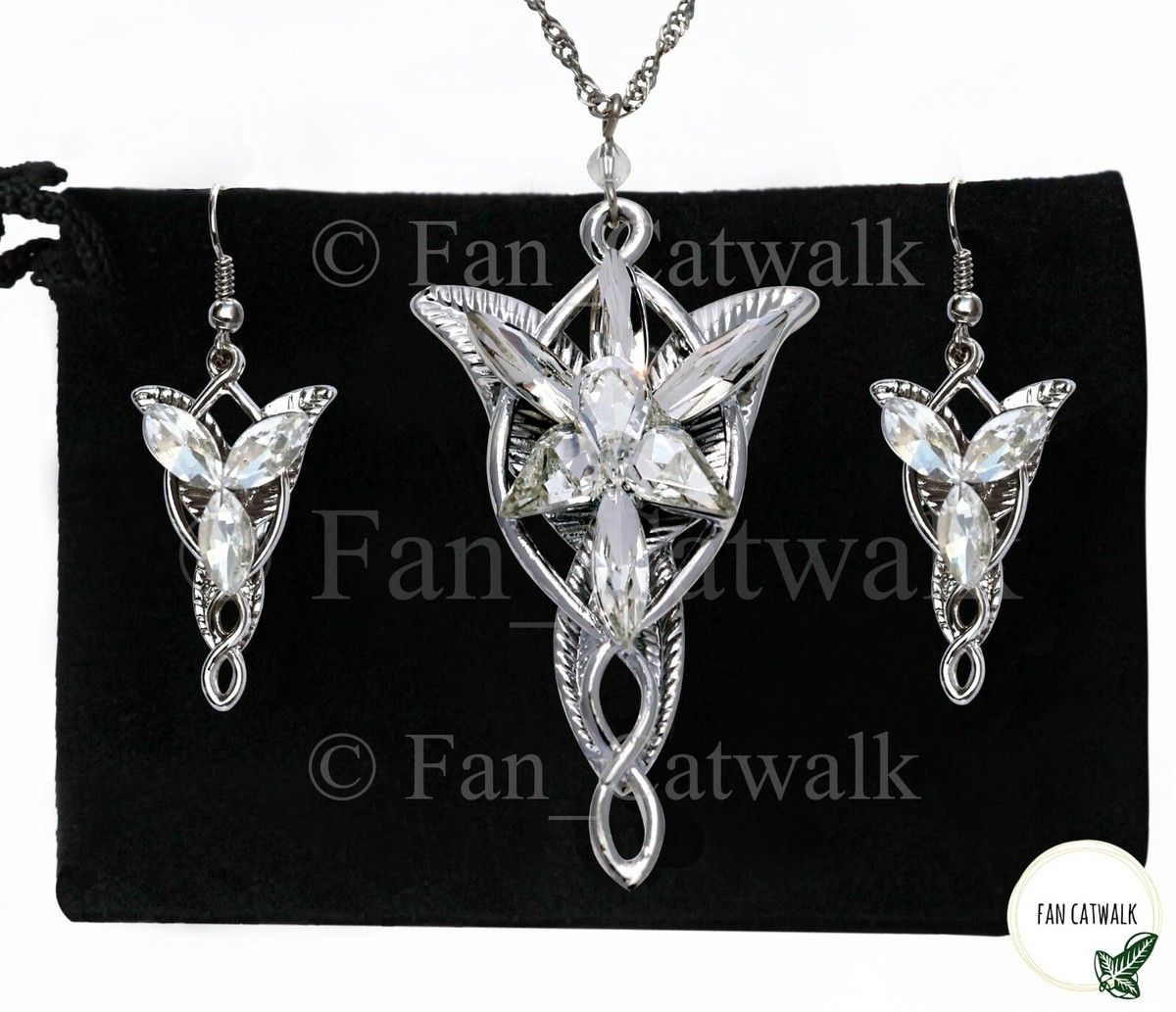 Lord of the Rings Sterling zilveren Arwen's Evenstar oorbellen, Sterling zilver, Zirkonia Lord of the Rings Sterling zilveren Arwen's Evenstar oorbellen, Sterling zilver, Zirkonia