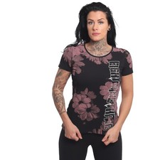 Neues Yakuza Damen Flowerz Long Tail T-Shirt B-WARE - Schwarz