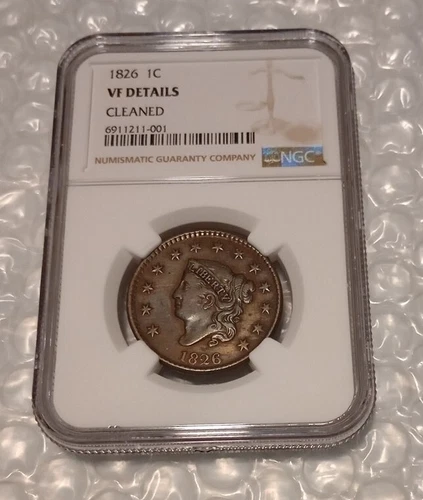 *USA 1 Cent 1826, NGC Graded, VF Details