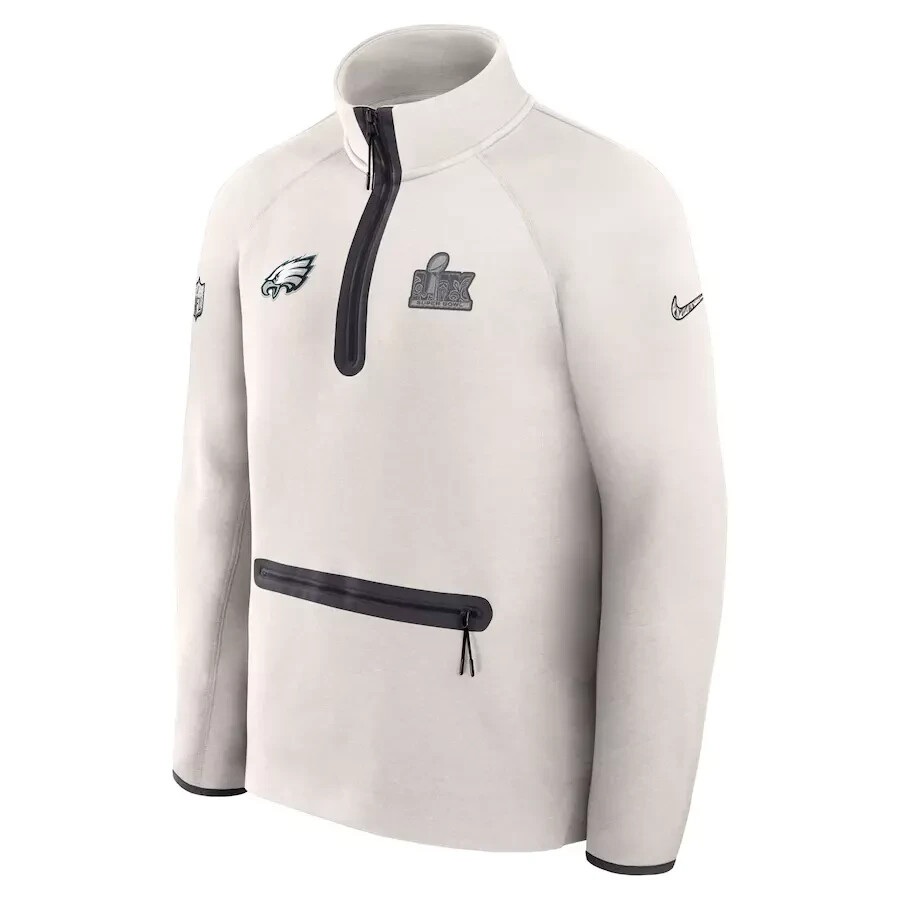 Philadelphia Eagles Nike Super Bowl LIX Opening Night Tech Woolen 1/2 Zip Jacket