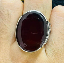 Natural Aqeeq Ring - Authentic Yemeni Agate - Handcrafted in Sterling Silver