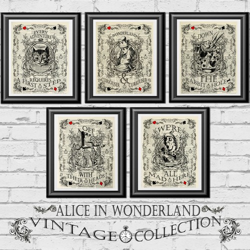ART Print DICTIONARY ANTIQUE BOOK PAGE Alice in Wonderland Wedding themed decor - Picture 1 of 12