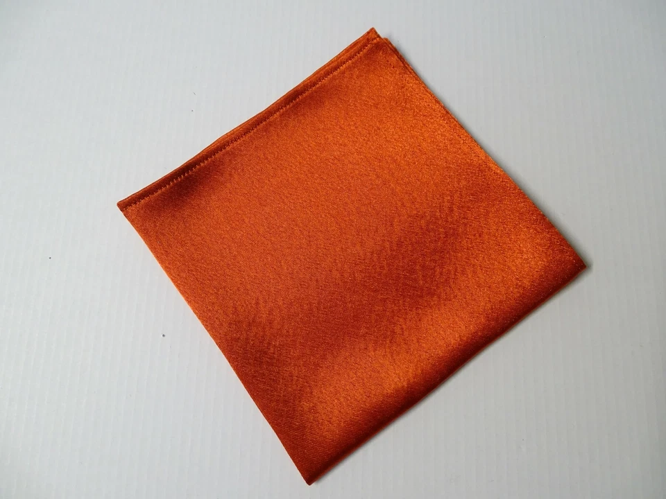 Handmade Mens Satin Bow Tie Handkerchief Orange Rust Wedding Prom Gift 4 Him - Image 4 of 4