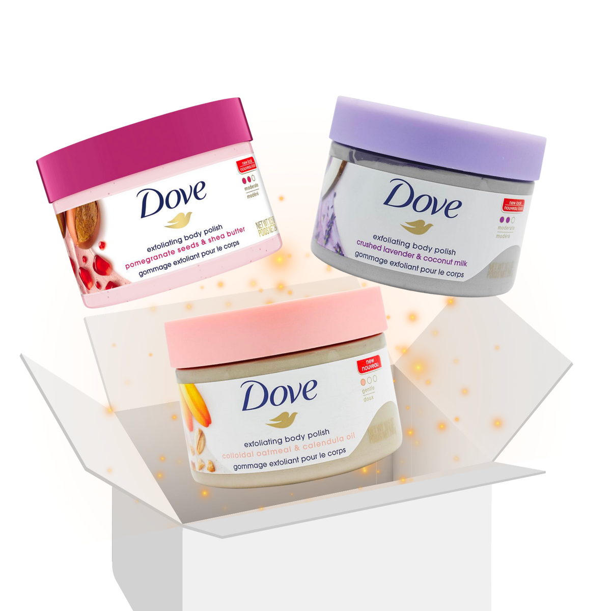 Dove exfoliating body polish 298g 8個セット Dove Exfoliating Body Polish Variety Gift Box Bundle Set | eBay