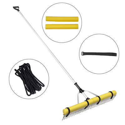 VEVOR Landscape Rake 36'' Head Aluminum Landscape Rake 102.36'' Adjustable Handle