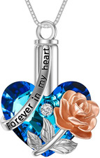 Rose Urn Necklaces for Ashes 925 Sterling Silver Rose Flower Cremation Jewelry w