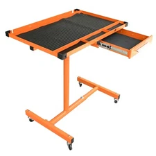Heavy-Duty Adjustable Work Table with Drawer & Wheels Mobile Rolling Tool Table