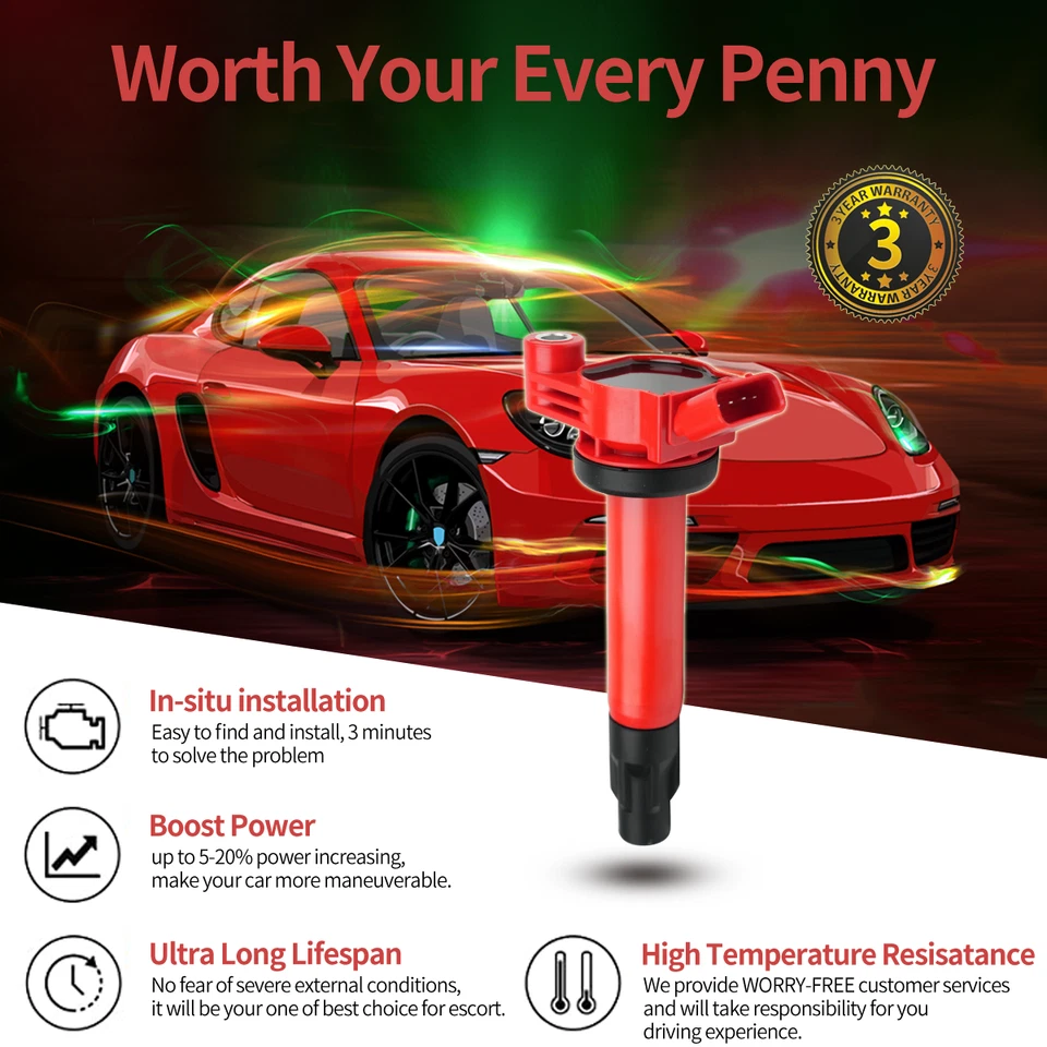 ✅Energy Ignition Coil Spark Plug For Toyota Sienna Solara Camry Lexus 3.3L UF506 Foto 3 de 4