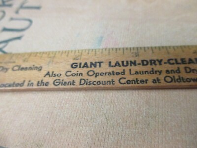 Vintage 6'' Wooden Advertising RULER Oldtown Giant Discount Center laundry clean