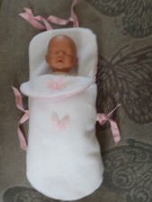 Doll's white fleece bednest/ cosy toes for small dolls