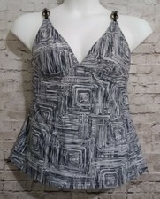 Mossimo Geometric Tankini Swim Top XL Black/White