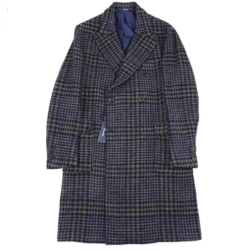 Drumohr Gray-Blue Layered Plaid Wool Overcoat 40R (Eu 50) Outer Coat NWT video thumbnail
