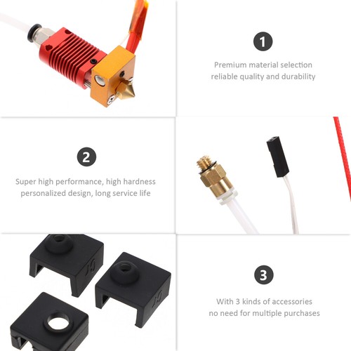 4 Sets 3D Printer Extruder Hotend Kit PTFE Tube Silicone Hotend Sock Nozzles 3D - Afbeelding 7 van 12