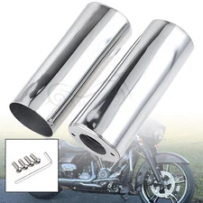 +2" Extended Chrome Fork Slider Cover Cow Bells For Harley Touring FLT/FLHT FLST