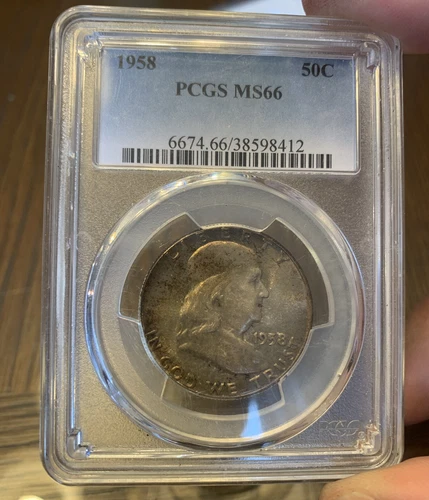 1958 Franklin Half Dollar PCGS MS66 toned