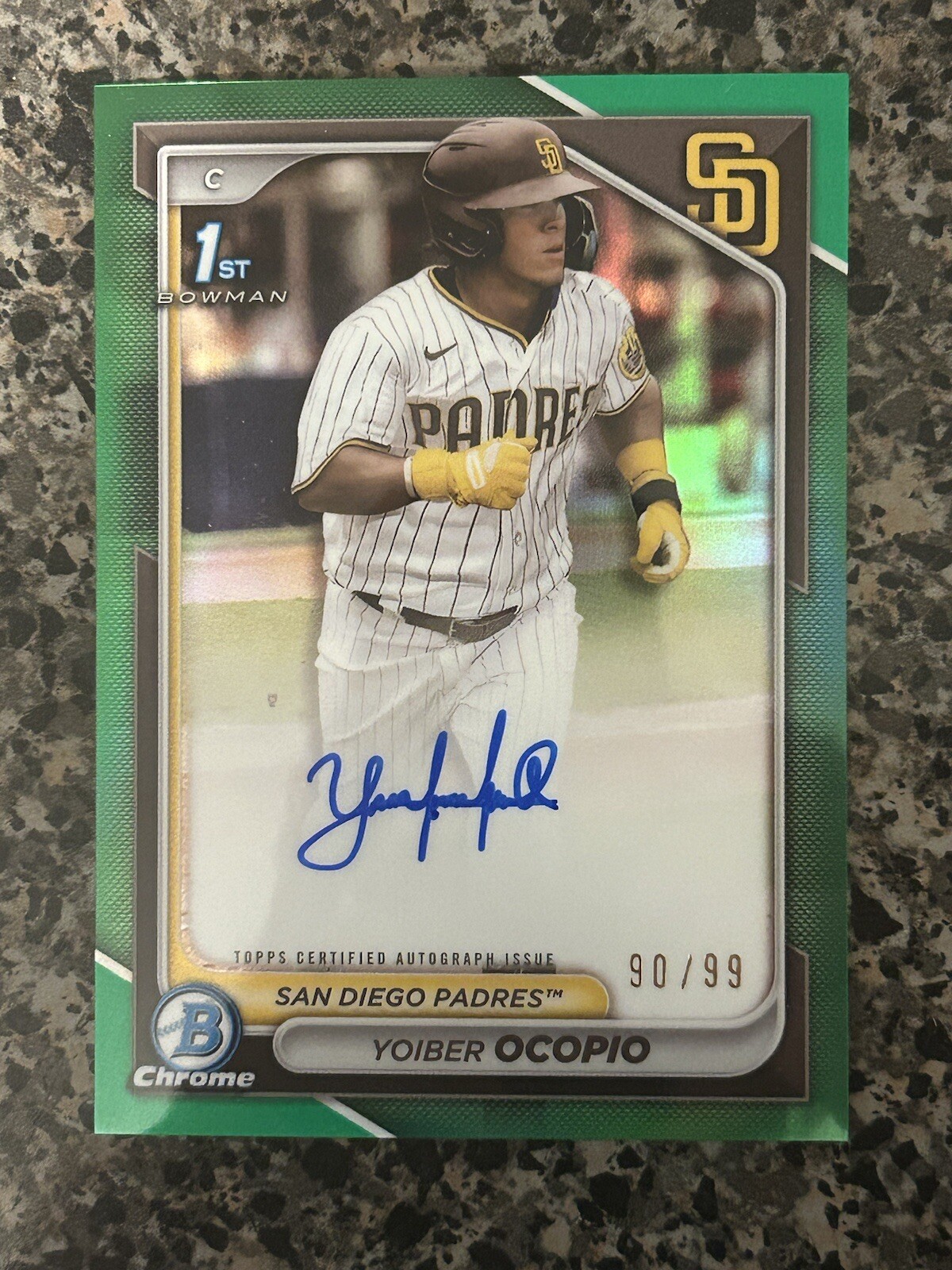 2024 Bowman Chrome Yoiber Ocopio Prospect Auto Green Refractor 1st /99