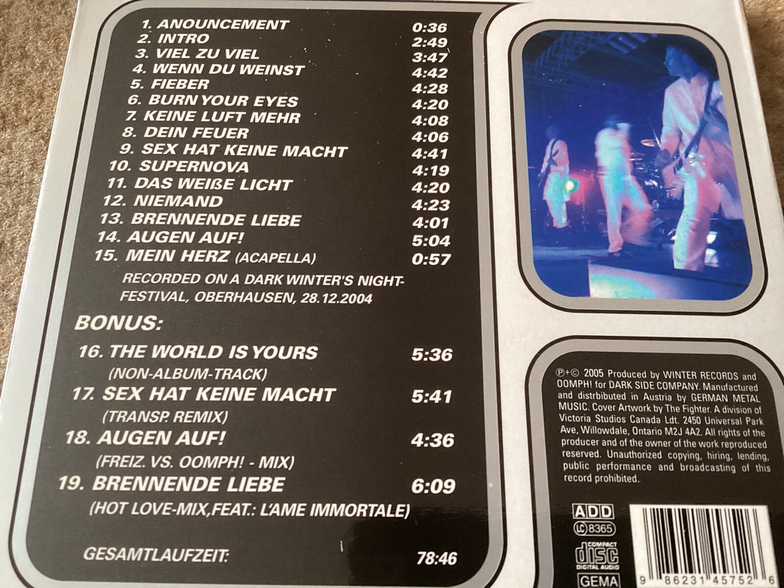 Oomph!,CD,On A Dark. Winter‘s Night eBay