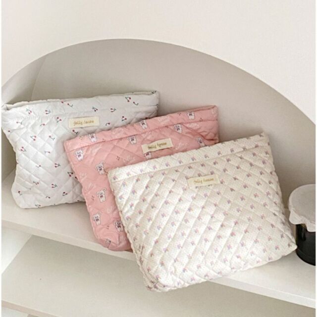 Large Capacity Floral Cosmetic Pouch Cotton Travel Toiletry Bag Women