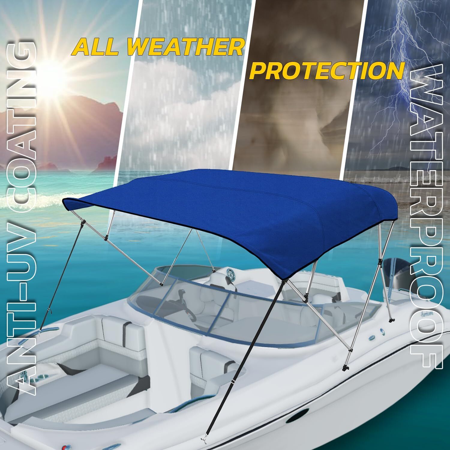 Seal Skin Covers 4 Bow Bimini Top Replacement Canvas Only Cover 96" L 97"-103" W