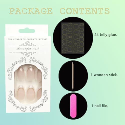 24Pcs French Tip Press on Nails Short Length Gold Line Fake Nails French 2 - Bild 5 von 7