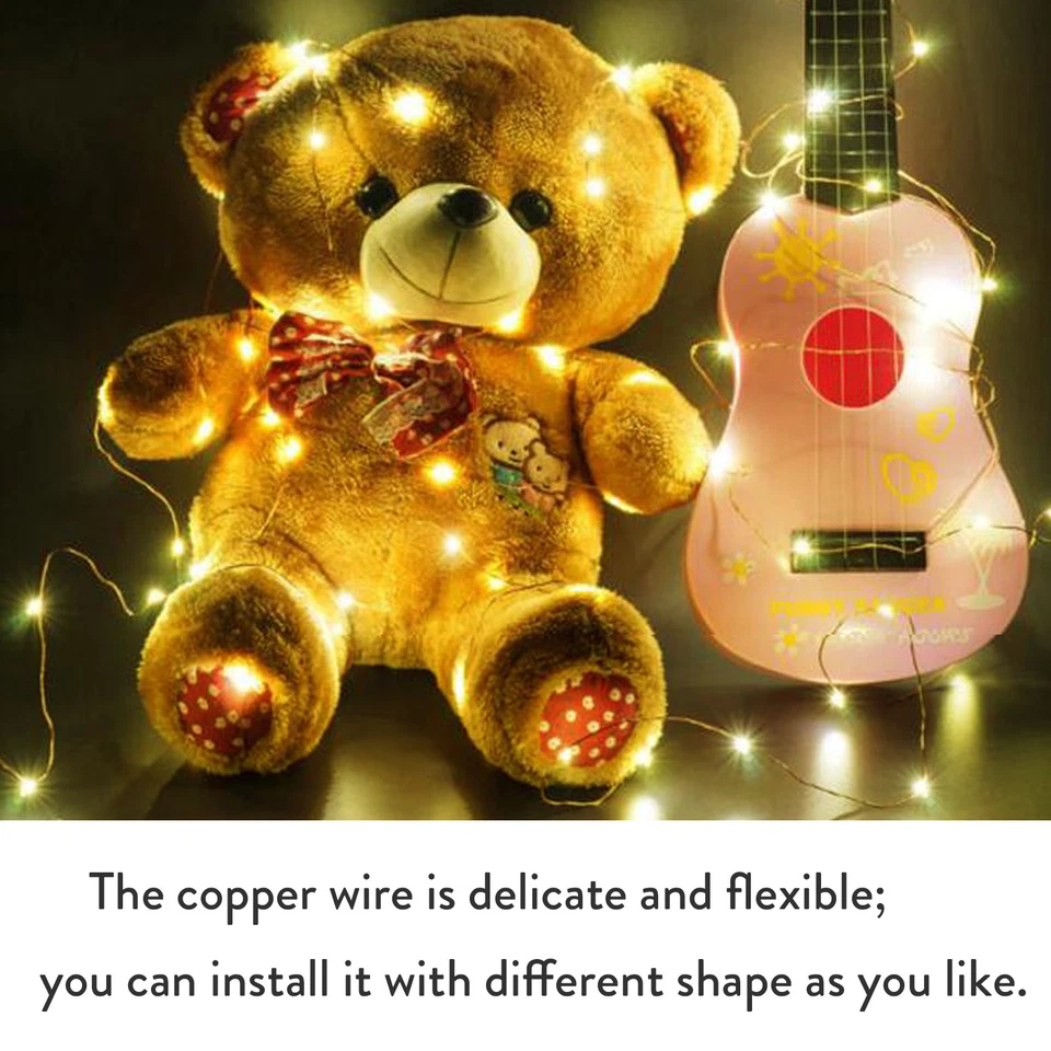 LED Ficelle Fairy Lumières Cuivre Câble 1M - 10M Pile Aa Alimenté Noël Fête - Photo 4/4