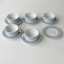 Service à soupe - 5 bols et sous tasses APILCO - Modèle Olympe gris -porcelaine