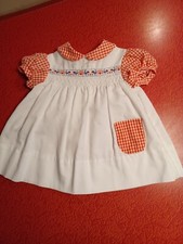 True Vtg Mid-century 1950s 1960s Toddler Smocked Girls Dress Red White Check