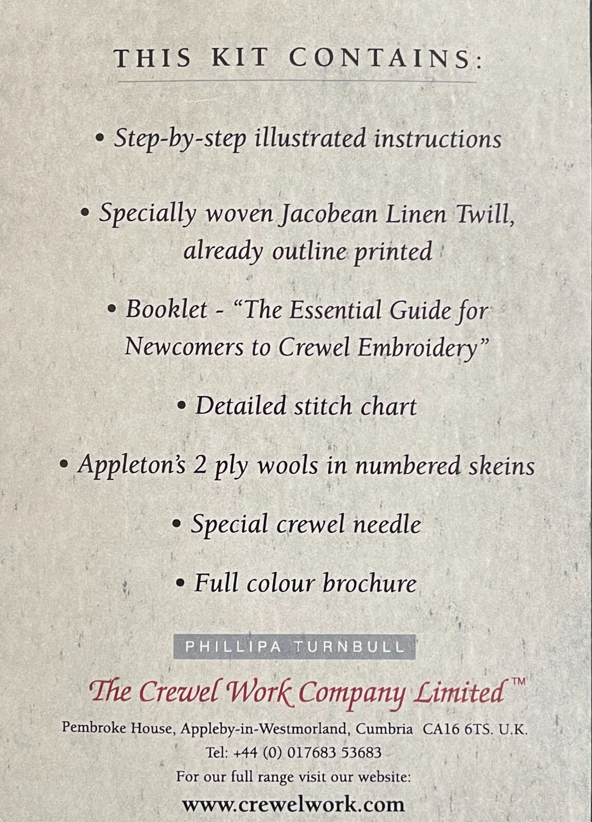 Crewel complete KIT CREWEL WORK CO Longstool 1 Floral & AnimalsXG6