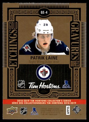 2018-19 Tim Hortons Gold Etchings GE-4 Patrik Laine Hockey Trading Card