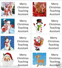 40 x Merry Christmas Teaching Assistant labels/stickers/cake/sweets/gift bags 