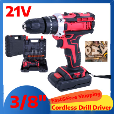 21V Electric Drill 3/8'' Power Cordless Screwdriver 24PCS Drill Set with Battery