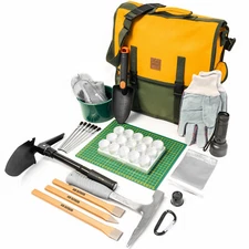 ASR Outdoor 38pc Deluxe Geology Rock Hounding Kit with Mining Tools and Carry