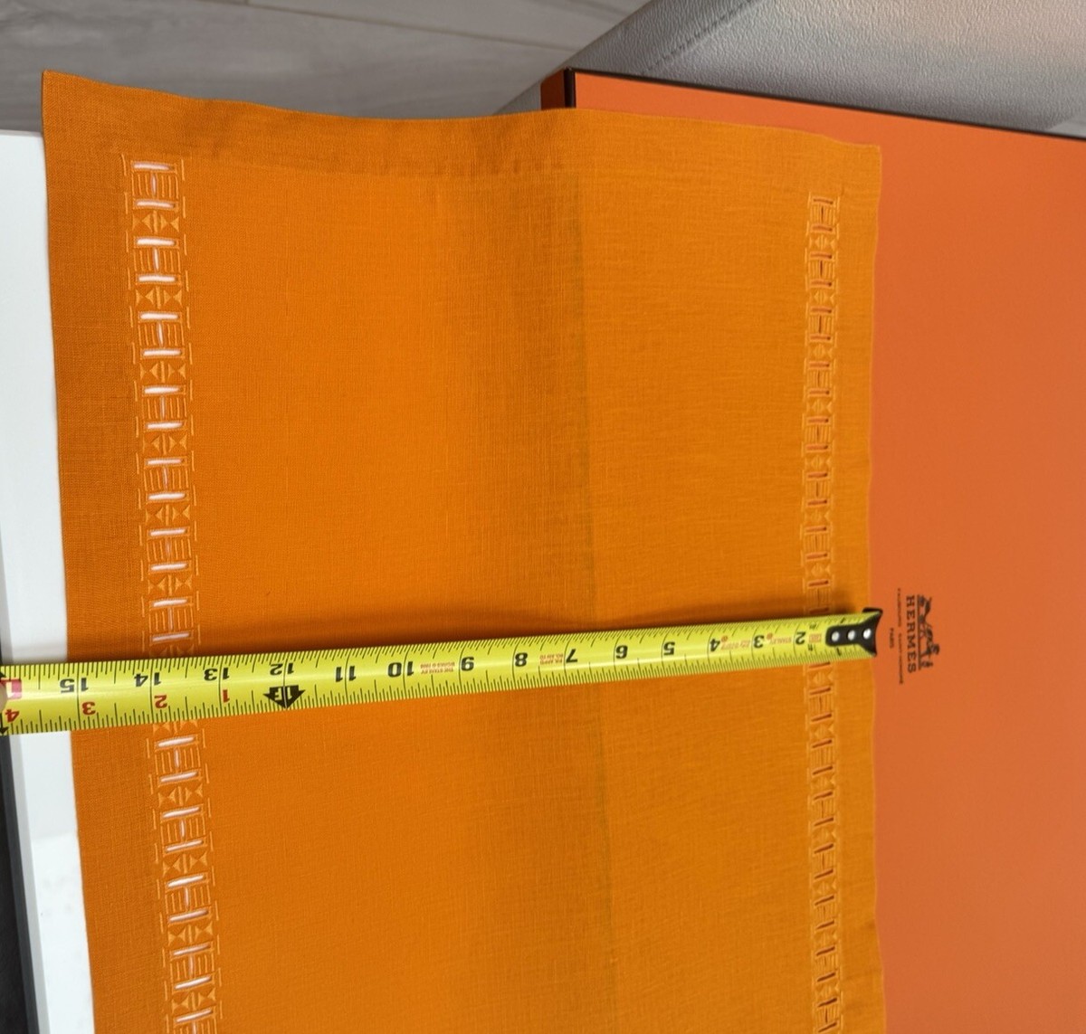 HERMES Orange 100% linen “H” Border Placemats | eBay