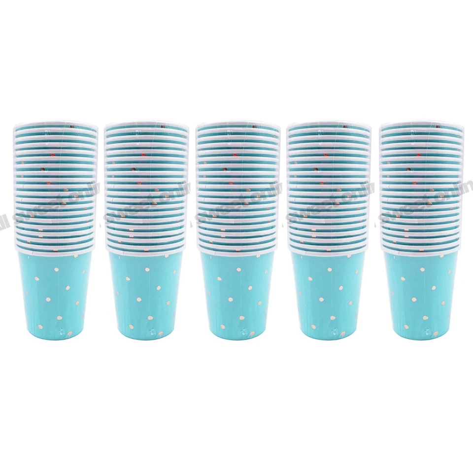 100 x Blue Polka Dot Disposable Paper Cups Bulk Paper Take Away Boy Party AU - image 4 of 4