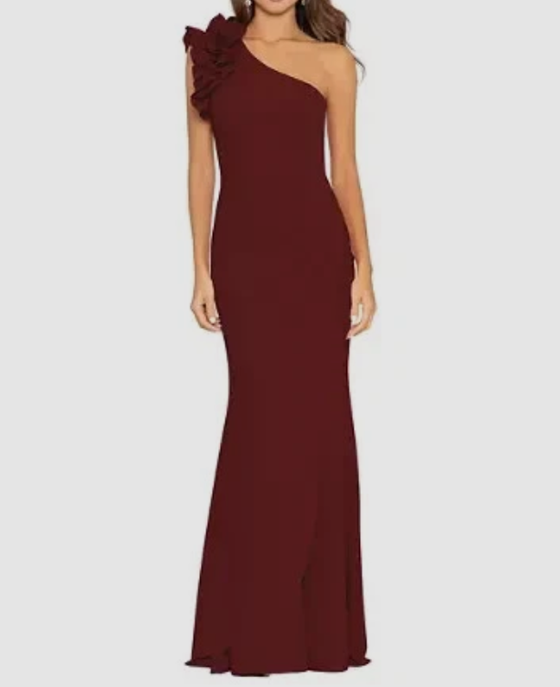 red off the shoulder formal dress Off-Shoulder Long Ruffled Prom Dress with Puff Sleeves– PromGirl