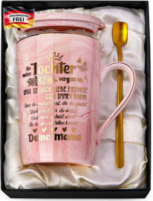 Mutter Tochter Tasse Geschenk Keramik Rosa Gold Muster für Kinder und Erwachsene