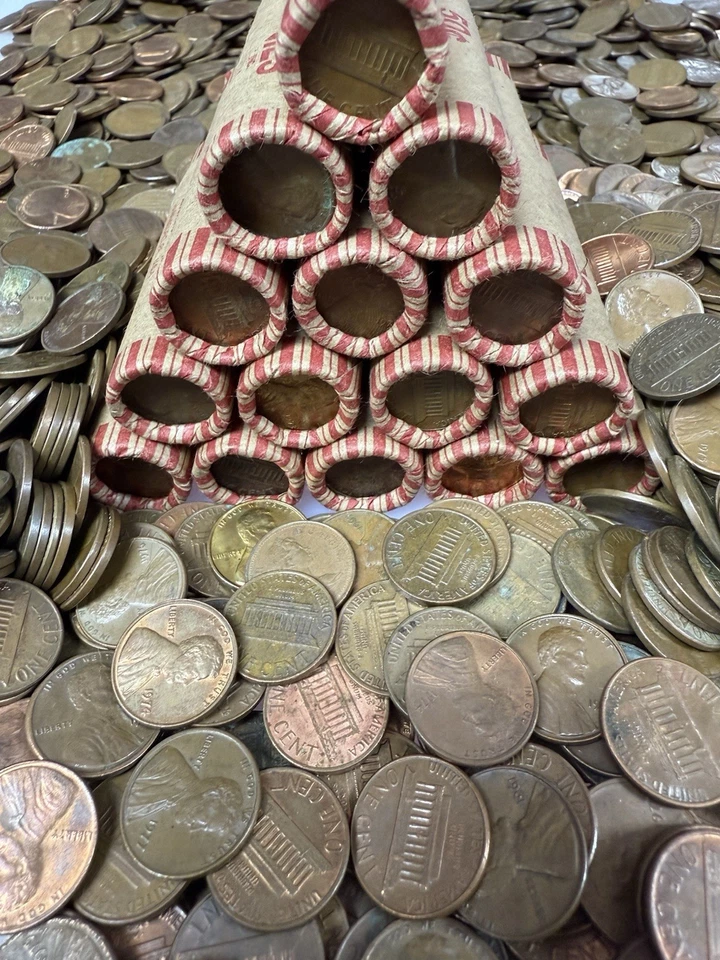 Centavos de cobre Lincoln Memorial 1959-1982 95 % lingotes de cobre 15 rollos Foto 3 de 4