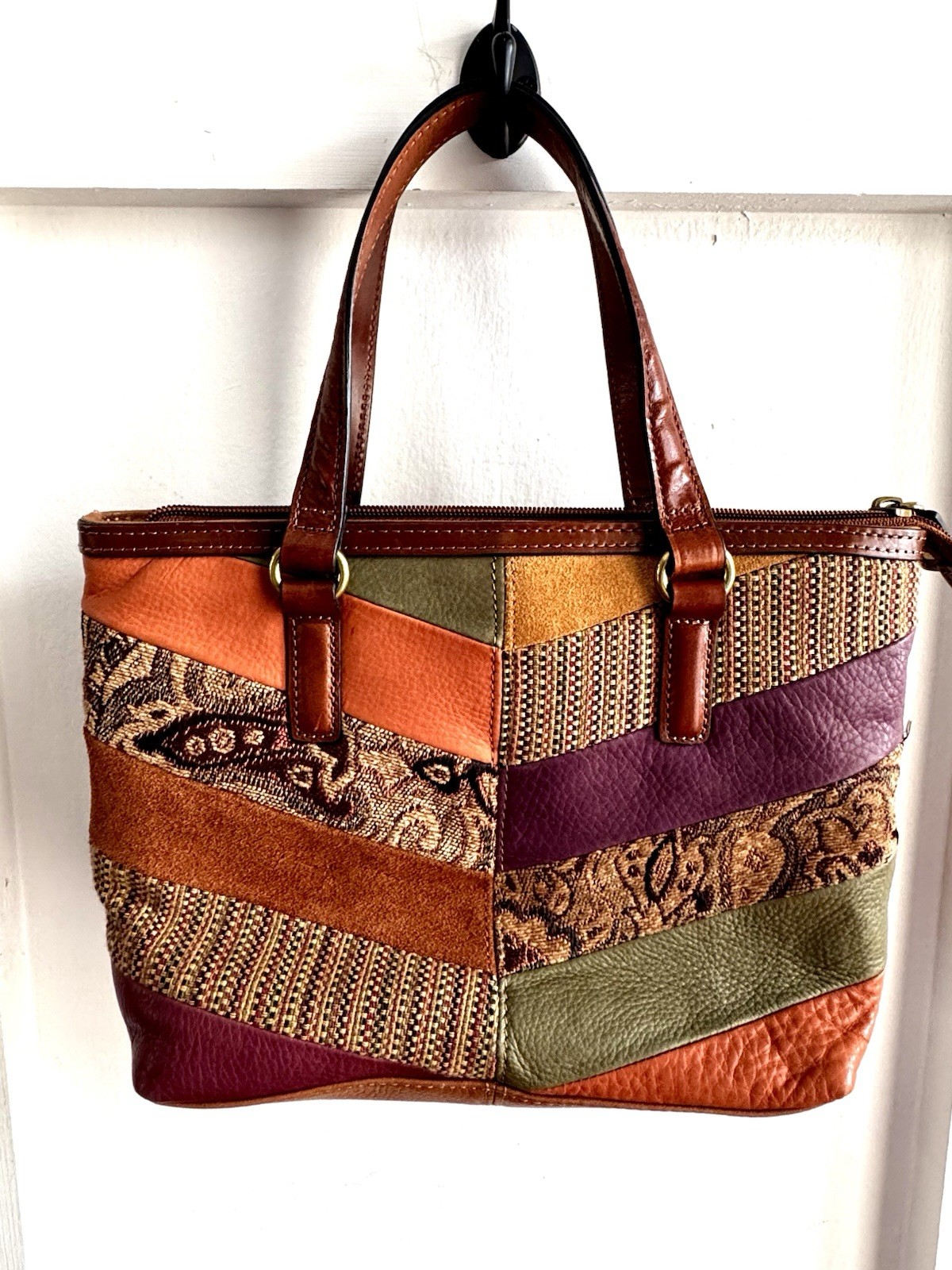 Fossil VTG Patchwork Handle Purse - image 9